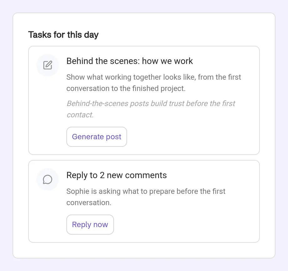 Today’s tasks: write the planned post and reply to new comments