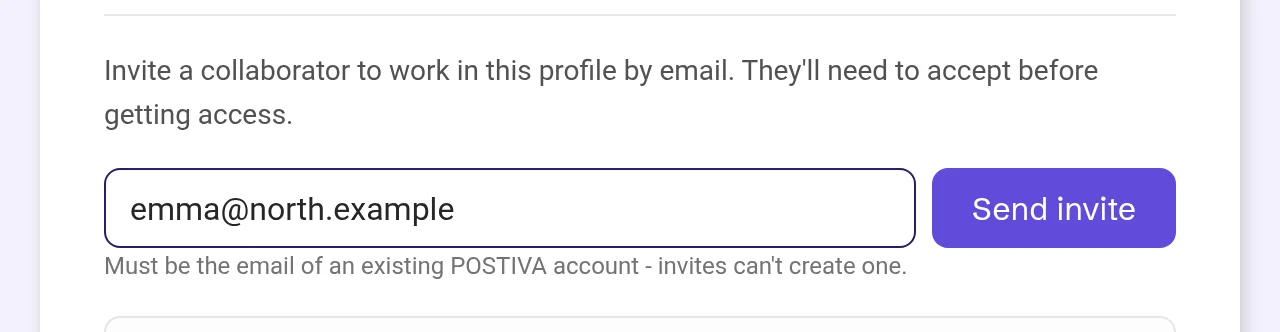 Collaborators window with an email typed in next to Send invite