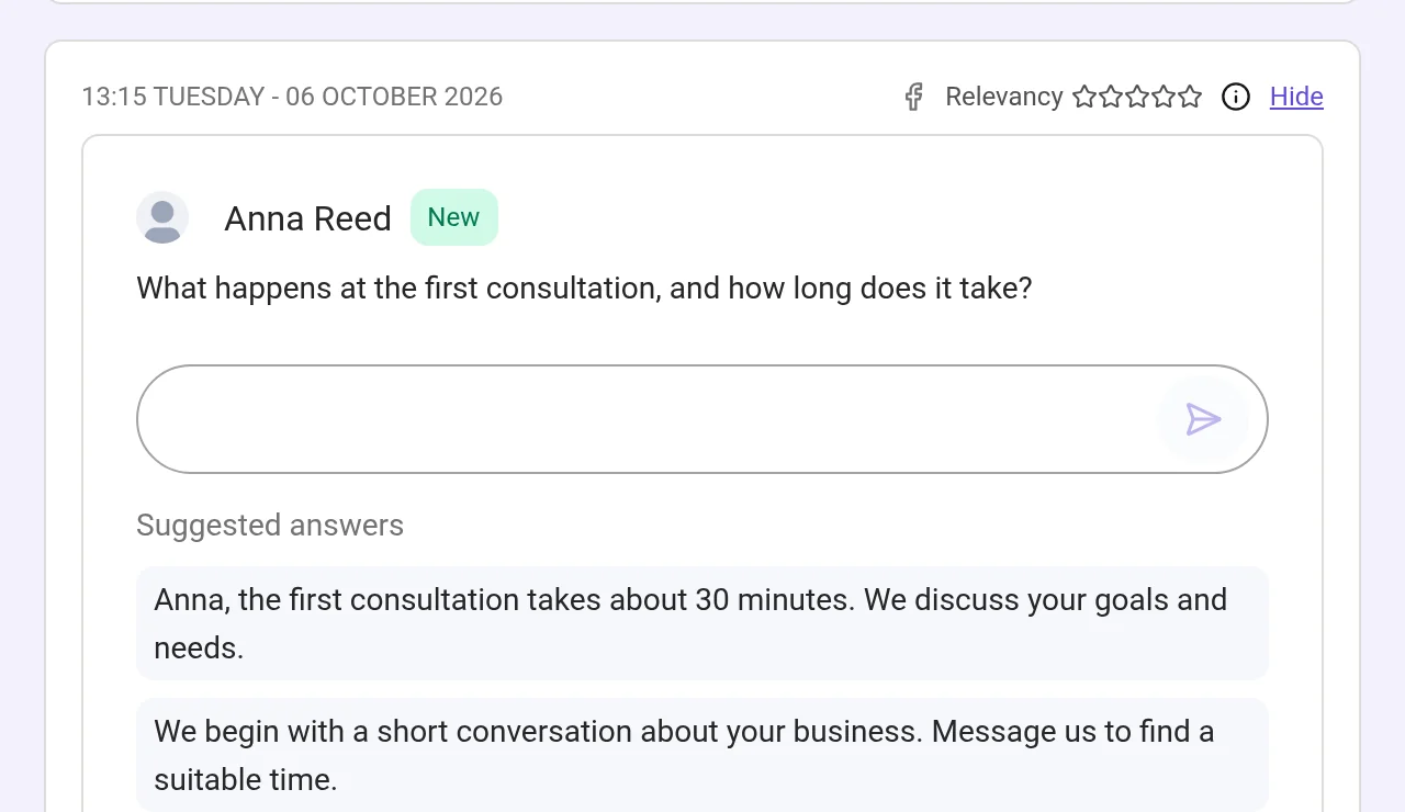 A question comment with two suggested answers