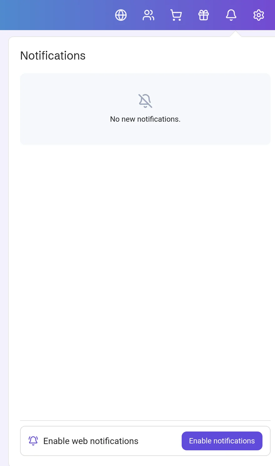 Notifications panel with Enable notifications