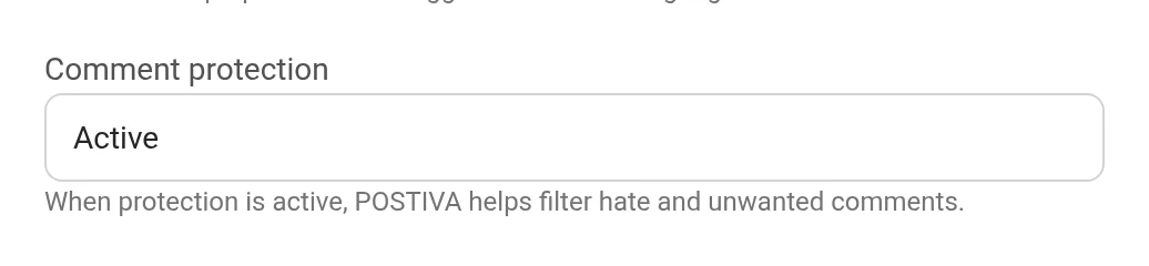 Comment protection set to Active in Profile configuration